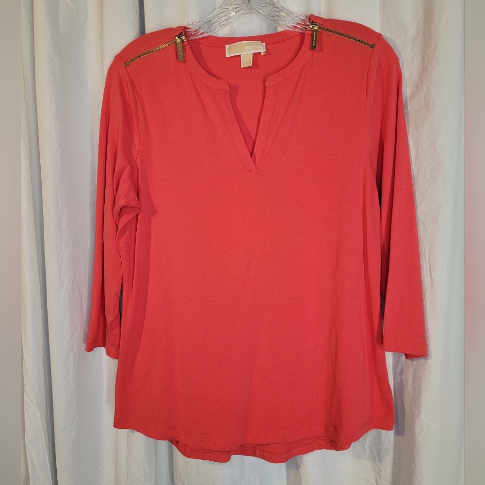 Michael Kors Coral Top with Gold Accents